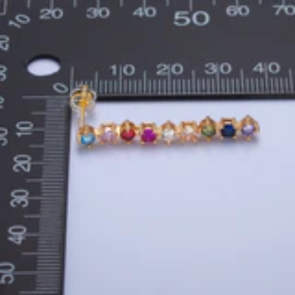 Dangle Multi Color Cz Stone Stud Earring!! - image 3